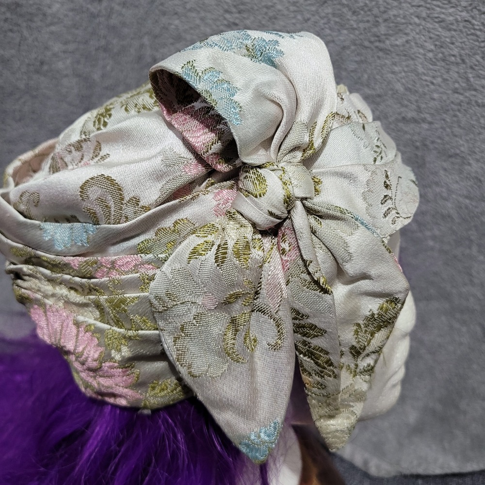 Christian Dior vintage hat turban 50s 60s floral pastel regency glam bow chic - Picture 4 of 16